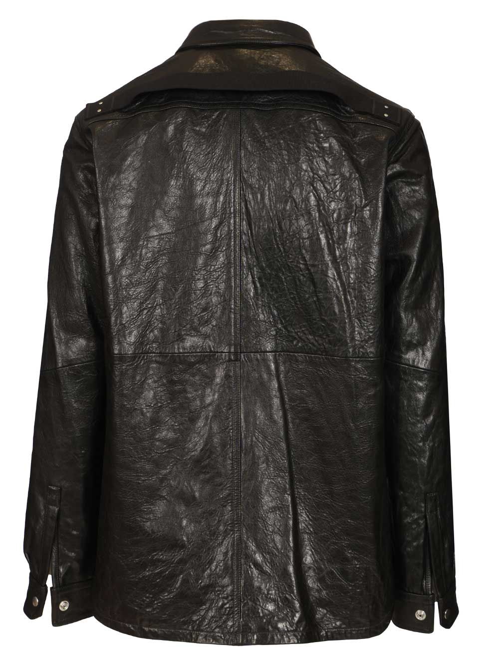 Rick Owens Outershirt In Leather Jackets - Black | 36e14fa221b93a5e37f7ea9556c1c905ddf50aa1