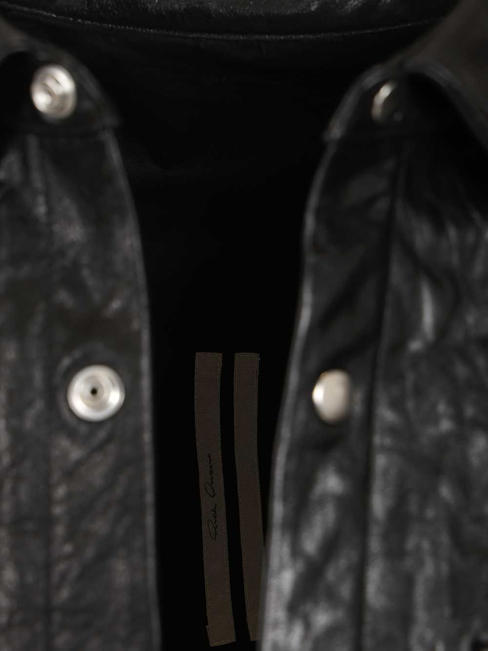 Rick Owens Outershirt In Leather Jackets - Black | 11e33673166d88c6cbc9fe9c68b7e1adc3a08cd5