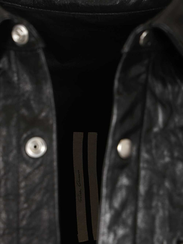 Rick Owens Outershirt In Leather Jackets - Black | 11e33673166d88c6cbc9fe9c68b7e1adc3a08cd5