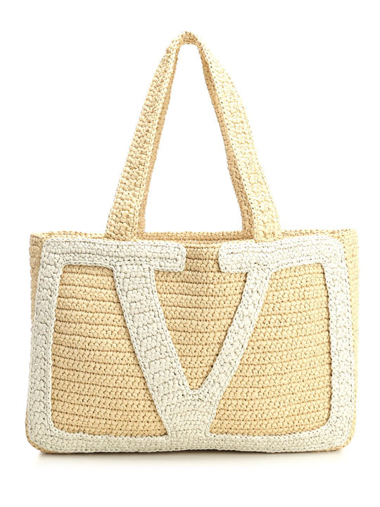 Large Tote | Viva Superstar Crochet | Crochet Rafia Shoulder Bags Beige