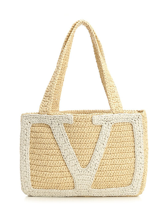 Medium Tote | Viva Superstar Crochet | Crochet Rafia Shoulder Bags Beige