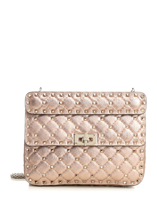 Rockstud Spike Shoulder Bags Rose