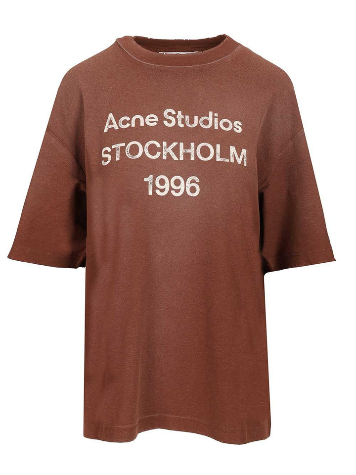 Acne Studios Cotton And Hemp T-Shirt - Brown | df3d466729a3de676890a581017937b9cf893173
