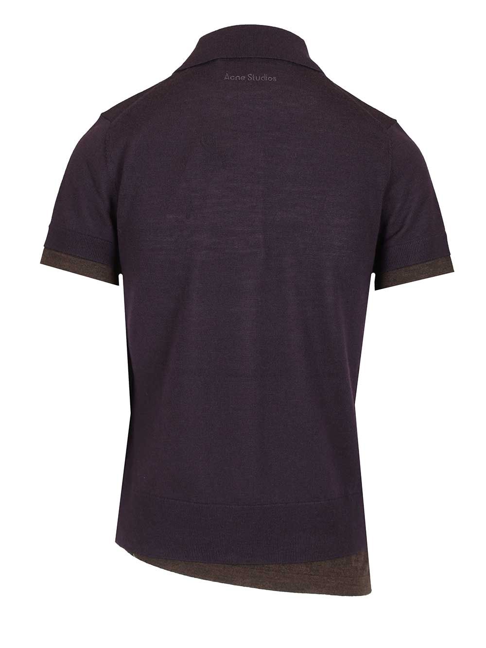 Acne Studios Layered Wool Polo Shirt T-Shirt - Violet | 1472ace1df107dcaa97aa7f6f5a34310c4c384c5
