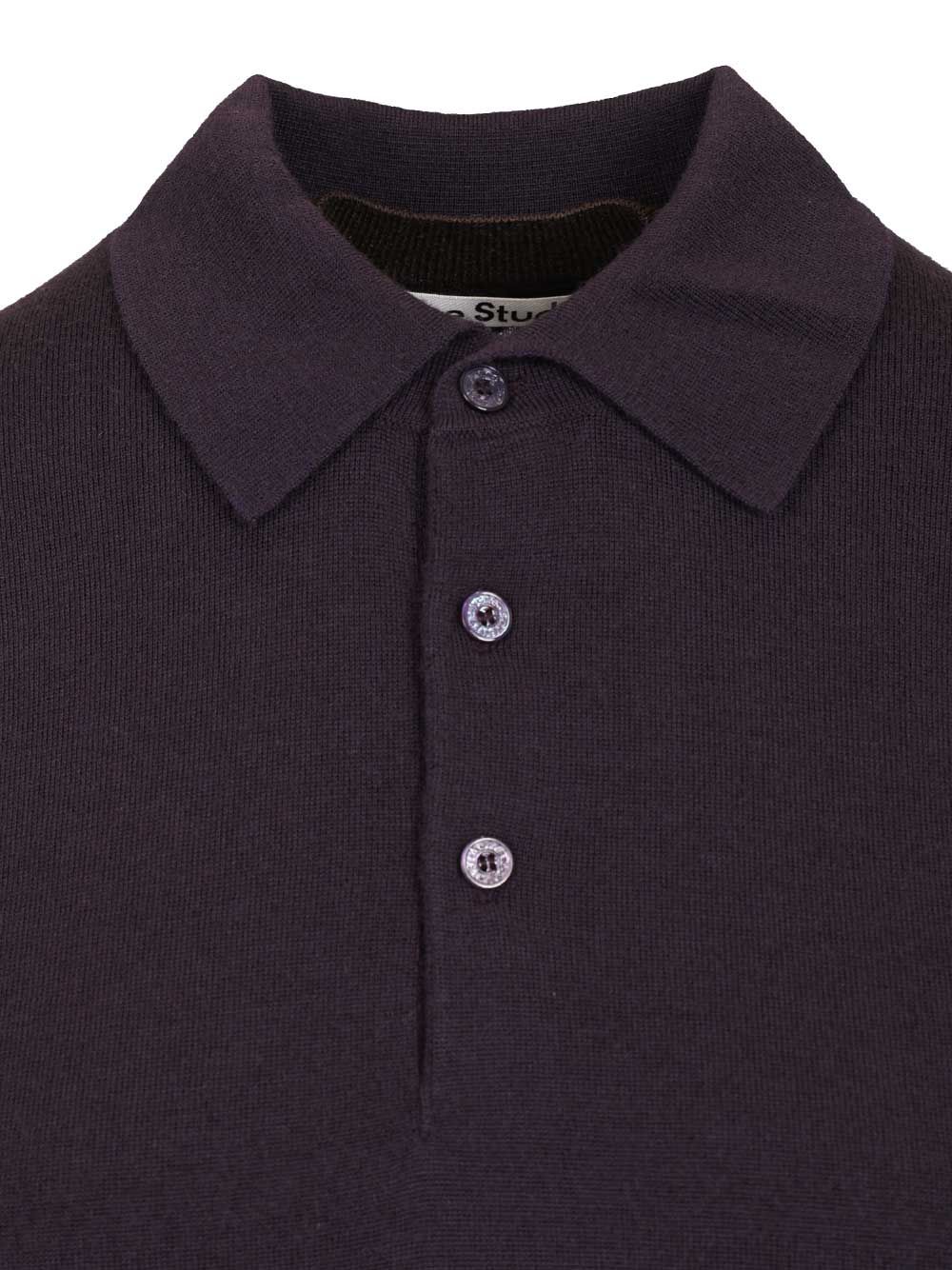 Acne Studios Layered Wool Polo Shirt T-Shirt - Violet | 13fcdec39b928ad6b82a2214639543c7e8309b70