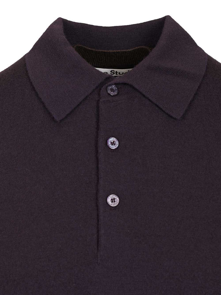 Acne Studios Layered Wool Polo Shirt T-Shirt - Violet | 13fcdec39b928ad6b82a2214639543c7e8309b70