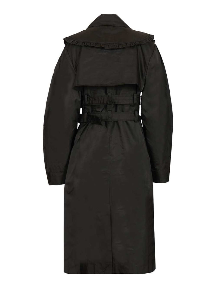 Ganni Duchesse Nylon Trenchcoat Coats - Black | 375821d1596ab3a6089b7183f463ff5c2035164f