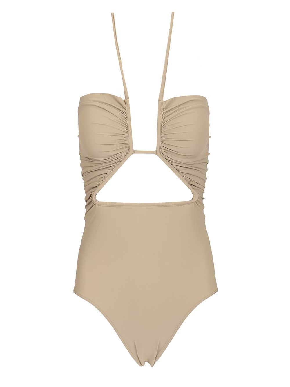 Rick Owens Prong One-Piece Swimsuit With Cut-Out Swimwear - Beige | f58363c7f08d2d60f7354692ccbdfac54849660e