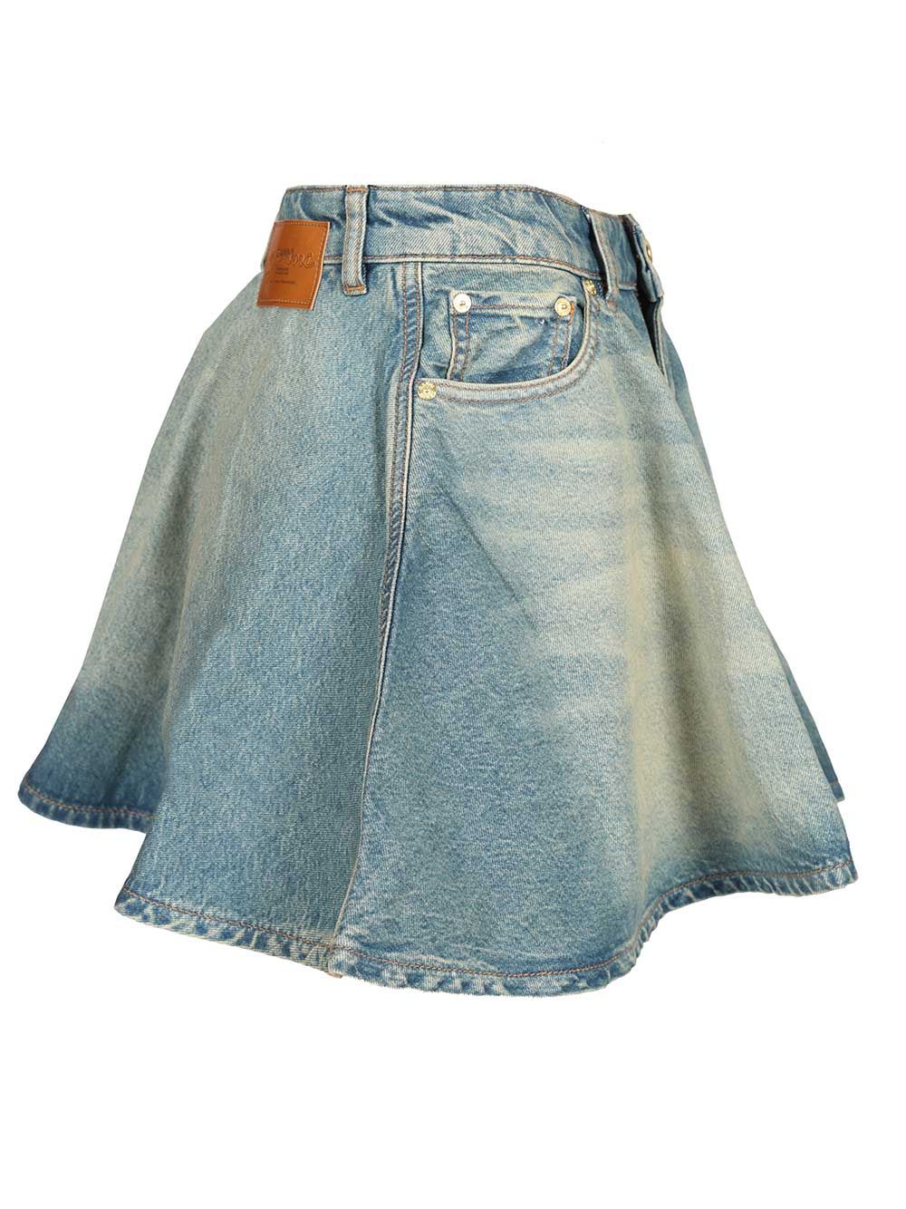 Ganni Tint Rigid Denim Mini Skirt Skirts - Blue | 183074c67276fe7f560cd6e13a7e0a080ff534be