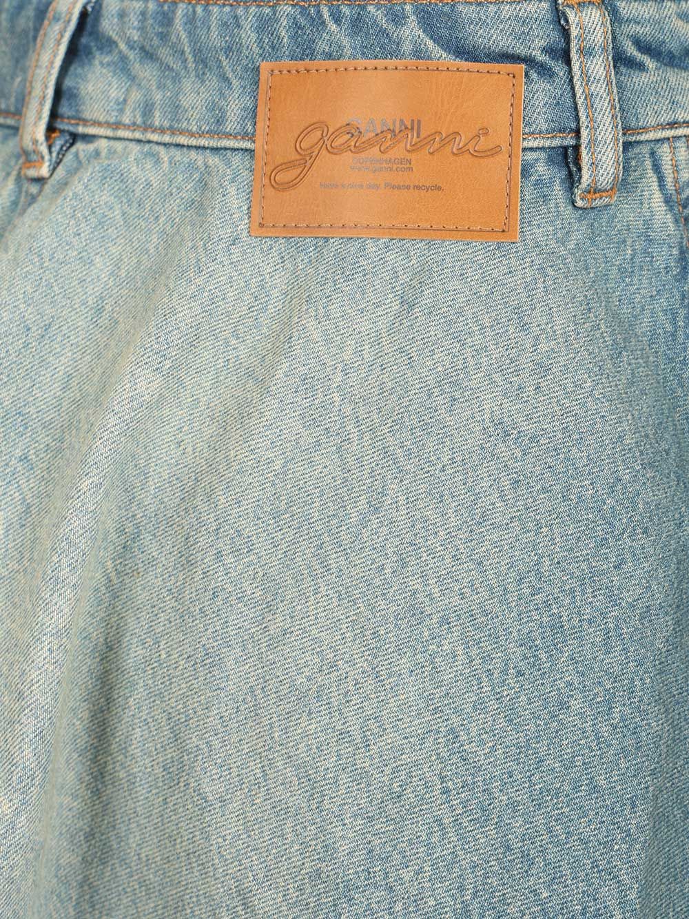 Ganni Tint Rigid Denim Mini Skirt Skirts - Blue | b0f949df830f9d8cc5e38e4e302a5141b1548a61