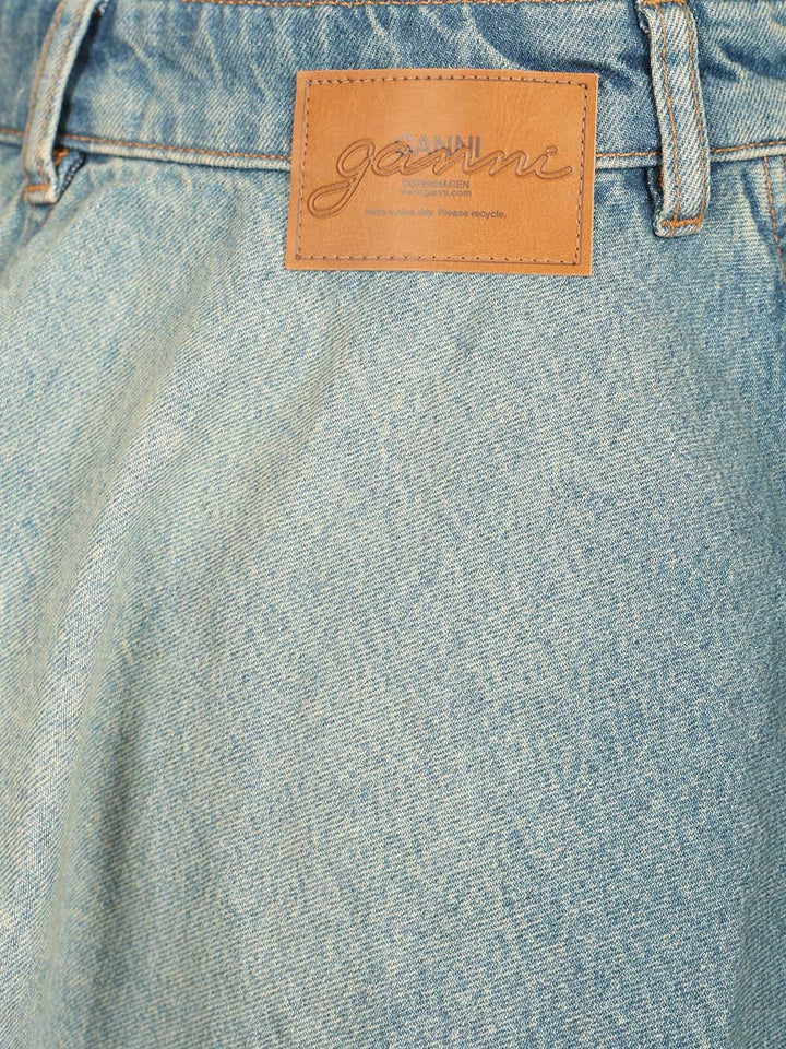 Ganni Tint Rigid Denim Mini Skirt Skirts - Blue | b0f949df830f9d8cc5e38e4e302a5141b1548a61
