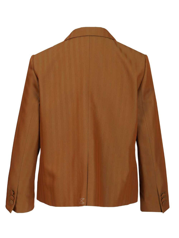 Dries Van Noten Short Striped Wool Twill Blazer Jackets - Brown | 6b32d6b15741a0e6ae8b24caf80a789da851990e