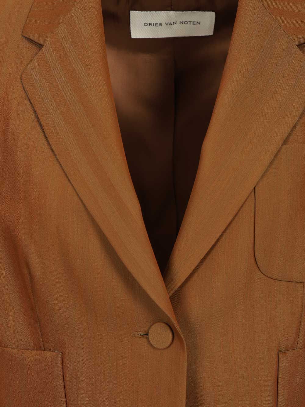Dries Van Noten Short Striped Wool Twill Blazer Jackets - Brown | 1c093526118913d552dfd409893c9c3061db1cff