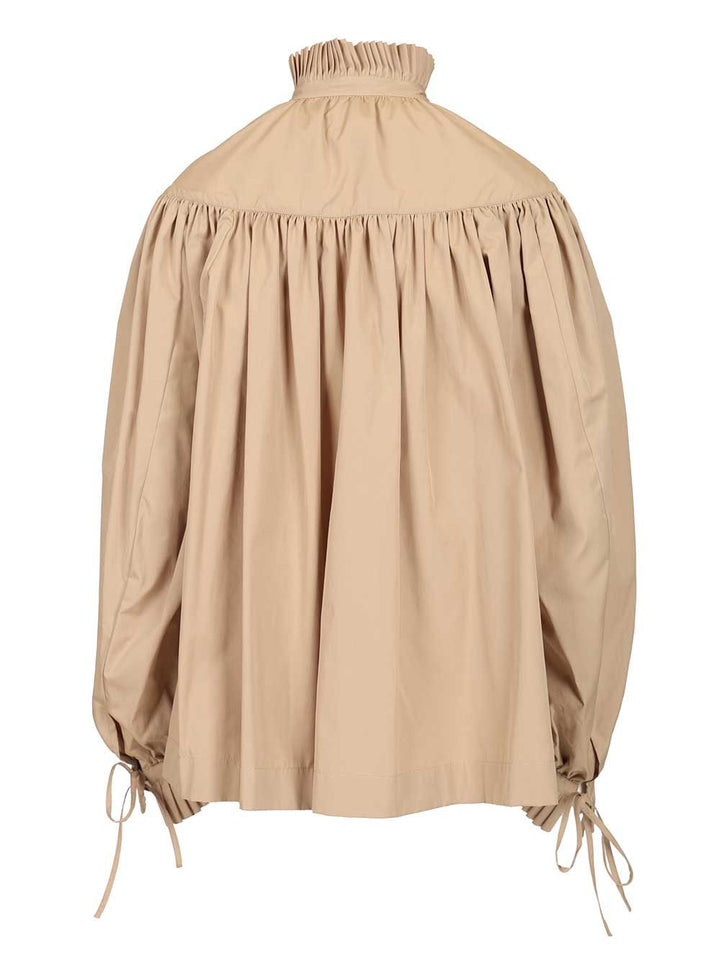 Dries Van Noten Cotton Poplin Blouse With Ruffles Shirts - Beige | 7dcb59c1b57c20bc1972658f6fc42aa38541dbe6