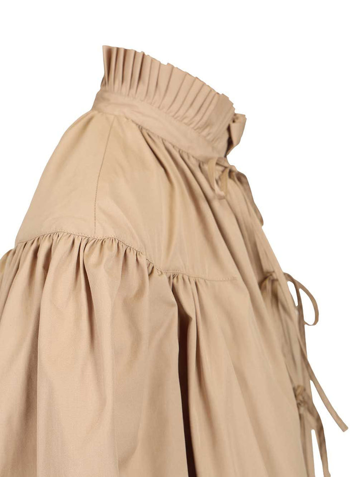 Dries Van Noten Cotton Poplin Blouse With Ruffles Shirts - Beige | e84093d21e19ec121ddb84829372ba0ba9b51283