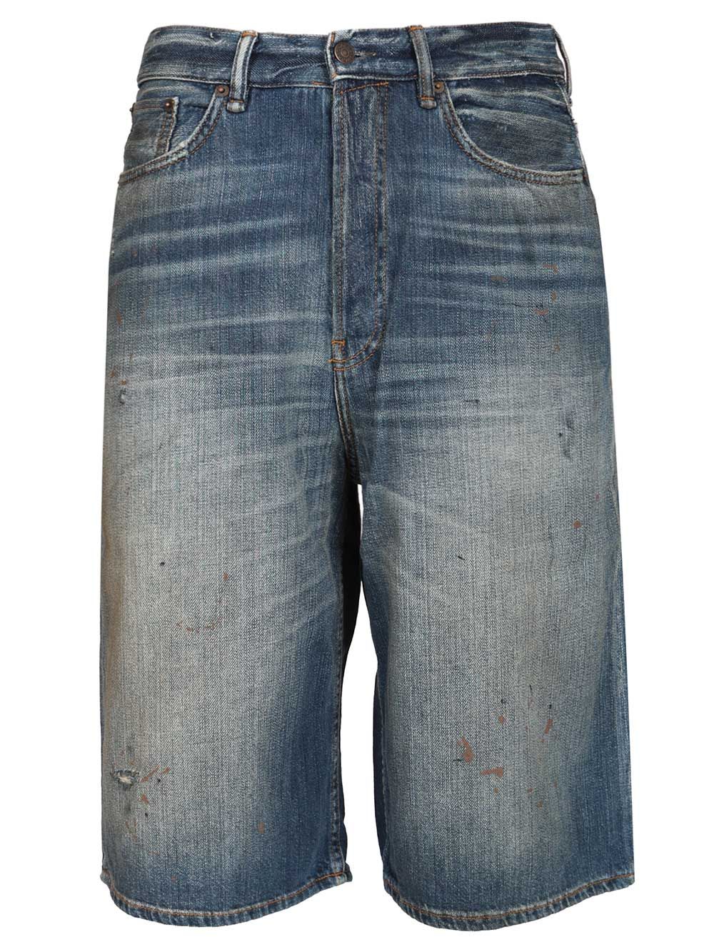 Acne Studios Organic Cotton Denim Shorts Trousers - Blue | 16648fb601c2b1cb47a41821af49f4e53ac96531