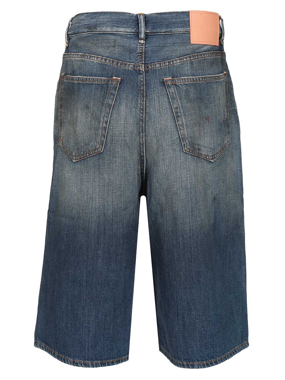 Acne Studios Organic Cotton Denim Shorts Trousers - Blue | 69e0293e96936dbc06384660bdf36aa88266ff05