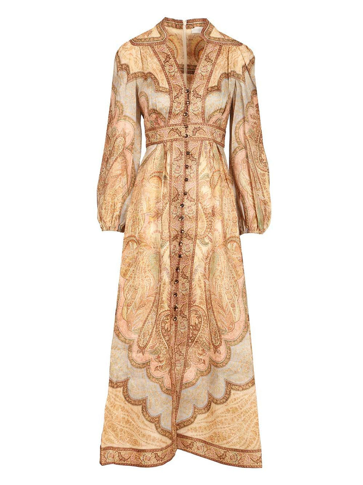 Zimmermann Wanderlust Low-Cut Midi Dress In Tapestry Dresses - Rose | 4fbbce317c86148c8a90f5ca6ed58ac06d4c1d0d