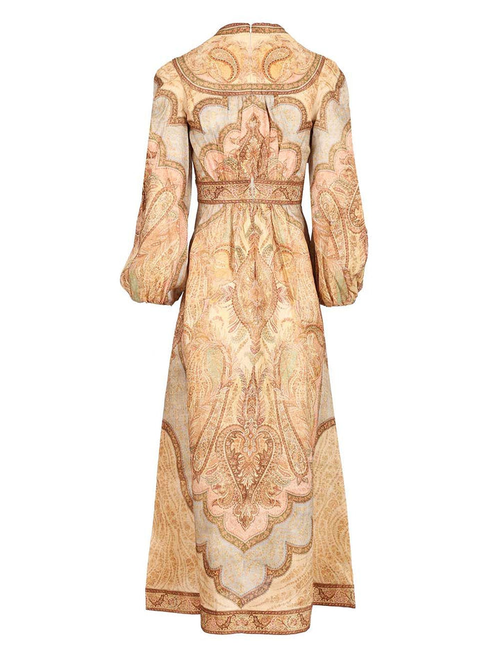 Zimmermann Wanderlust Low-Cut Midi Dress In Tapestry Dresses - Rose | e4e859ccab339675b92349c009efd71fb9d3dc5c