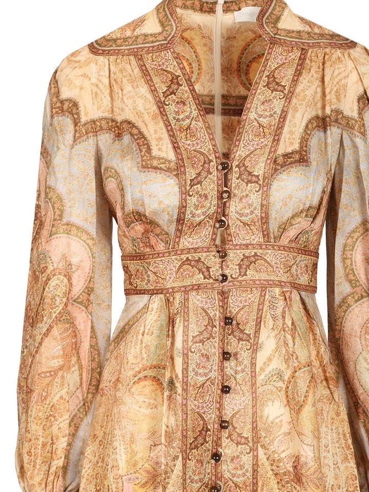Zimmermann Wanderlust Low-Cut Midi Dress In Tapestry Dresses - Rose | c35c61e13c0c2eb5fd8d1164f7e5210384548796