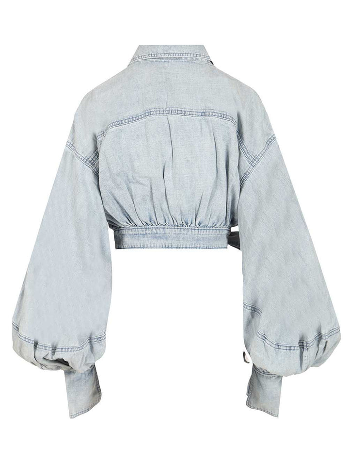 Zimmermann Rebellion Denim Wrap Top Tops - Blue | 5742db13d4cf703981ea95126894a64c6d9acb4a