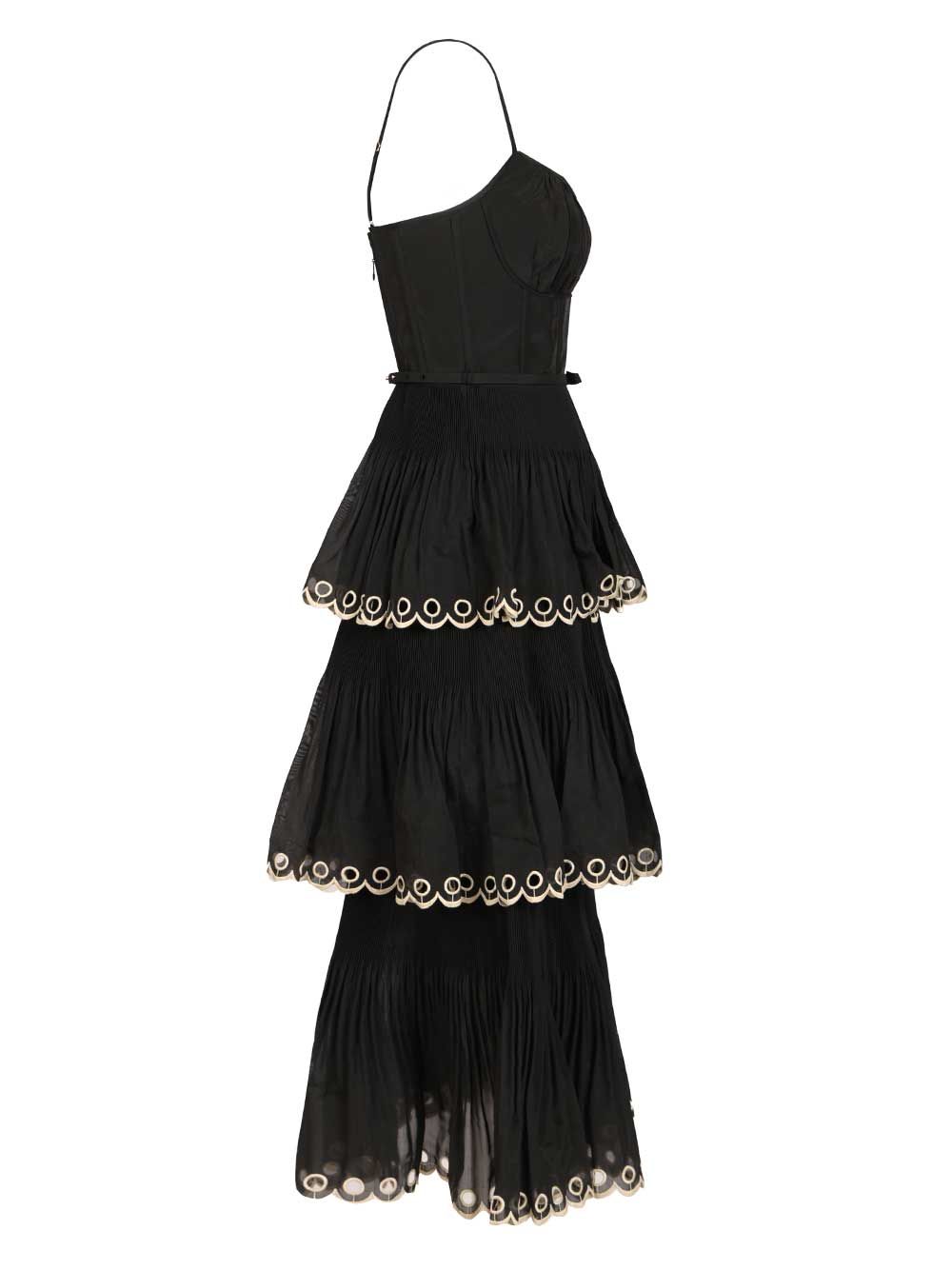 Zimmermann Embroidered Tiered Midi Dress Dresses - Black | d3d286d2f4d251213be73ebea3f99f5d5904a8f5