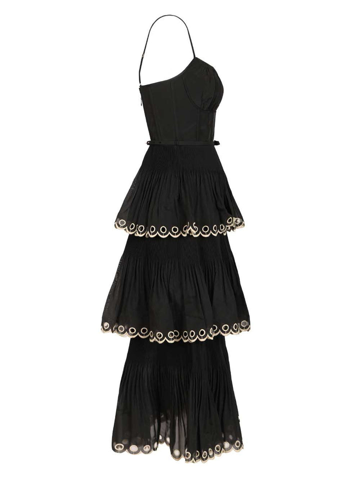 Zimmermann Embroidered Tiered Midi Dress Dresses - Black | d3d286d2f4d251213be73ebea3f99f5d5904a8f5