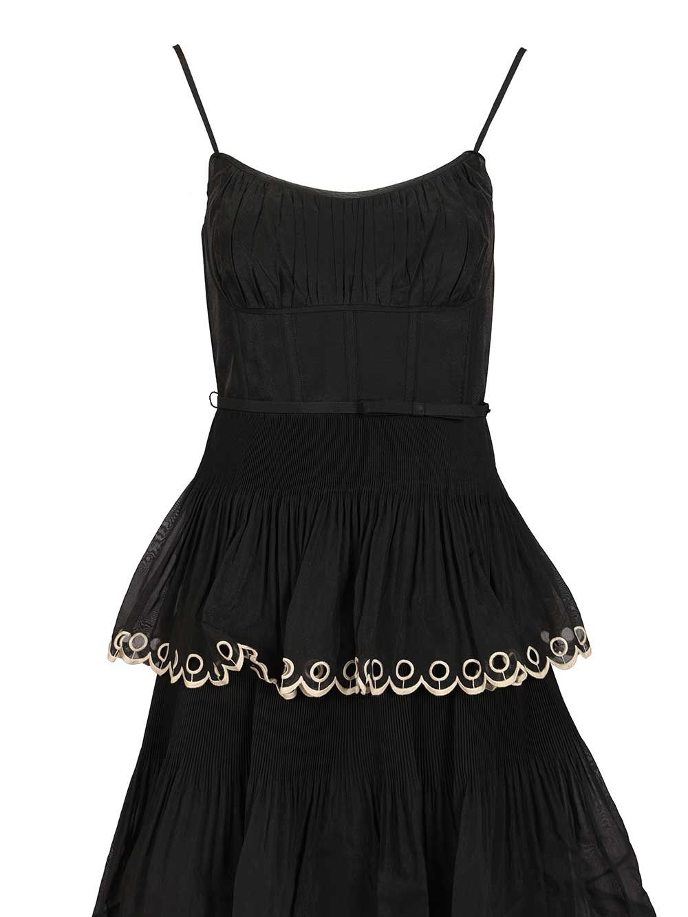 Zimmermann Embroidered Tiered Midi Dress Dresses - Black | b0f347ccdffcb5a119bb3c7f460692737b3b3d87