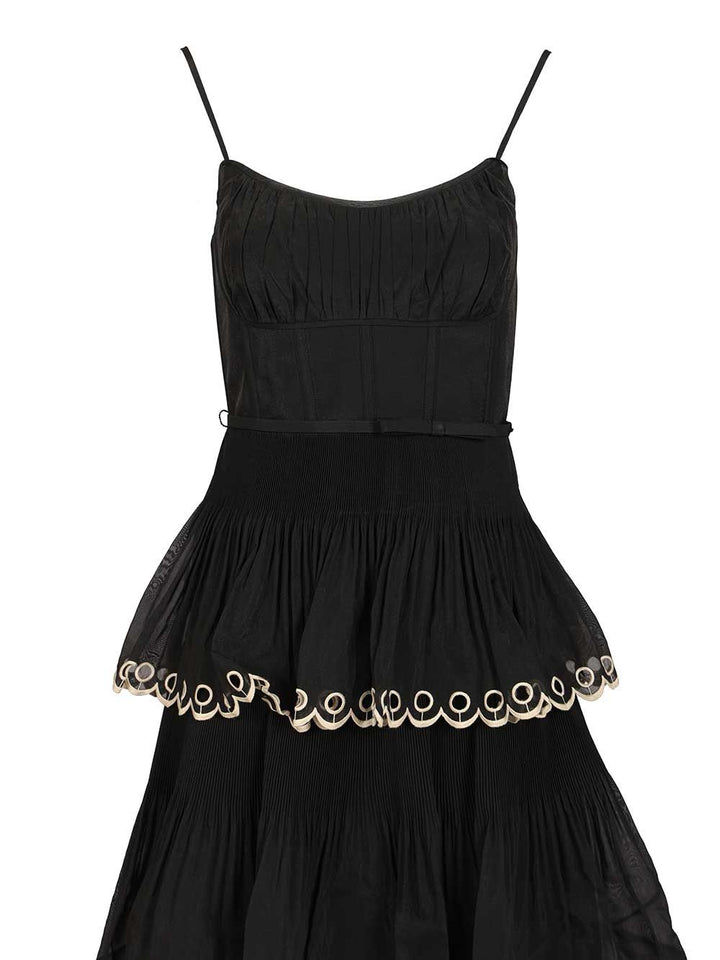 Zimmermann Embroidered Tiered Midi Dress Dresses - Black | b0f347ccdffcb5a119bb3c7f460692737b3b3d87