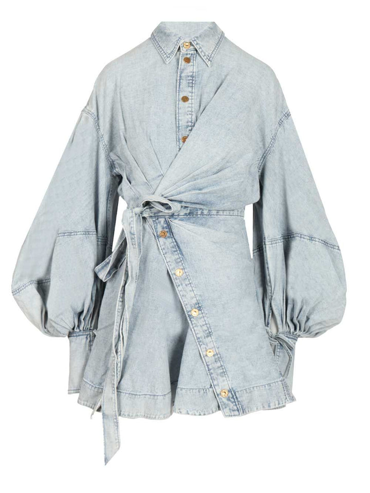 Zimmermann Rebellion Denim Wrap Mini Dress Dresses - Blue | aedda3fbf38e36aa7049158a1869191d469f38f5