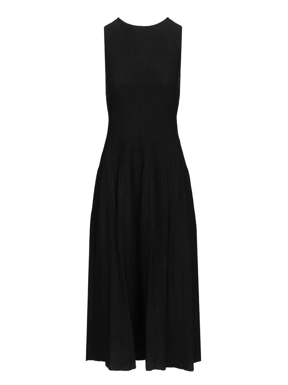 Staud Elyse Dress Knitted Midi Dress Dresses - Black | 51d0cb297870fb3d74c9e13c153ac6d6aabb3961