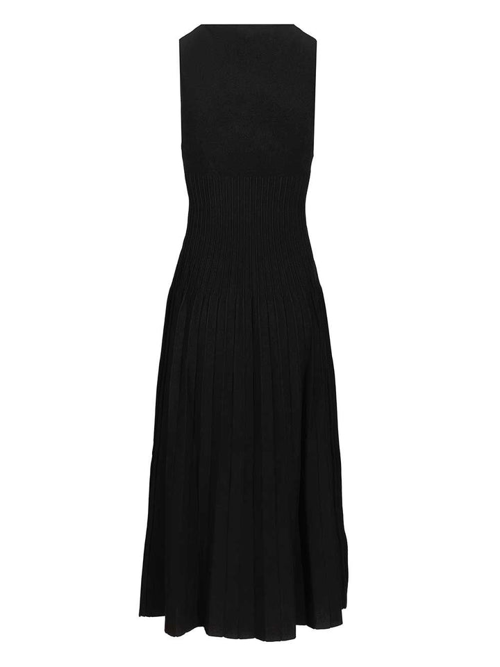 Staud Elyse Dress Knitted Midi Dress Dresses - Black | aa35a3bef6a71dff179fb31406ea87d537abcfa4