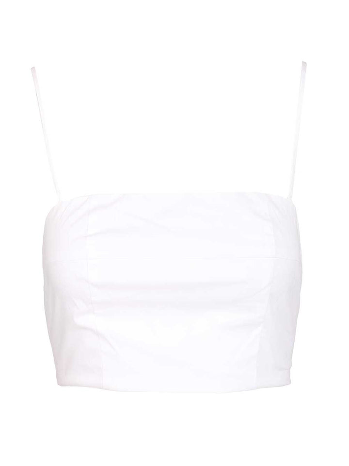 Staud Federico Short Tank Top In Cotton Poplin Tops - White | 8fe764b7404150c71d623ab4b7d1bc2af93879fb