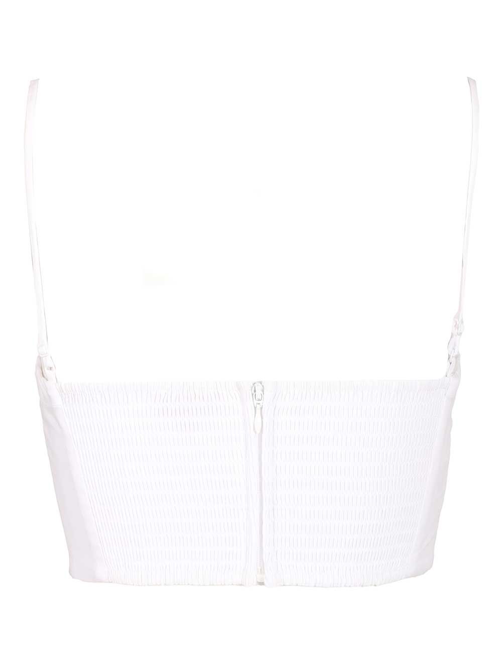 Staud Federico Short Tank Top In Cotton Poplin Tops - White | 7a35a7fec83bc260b9596236b593506f3957b8b2