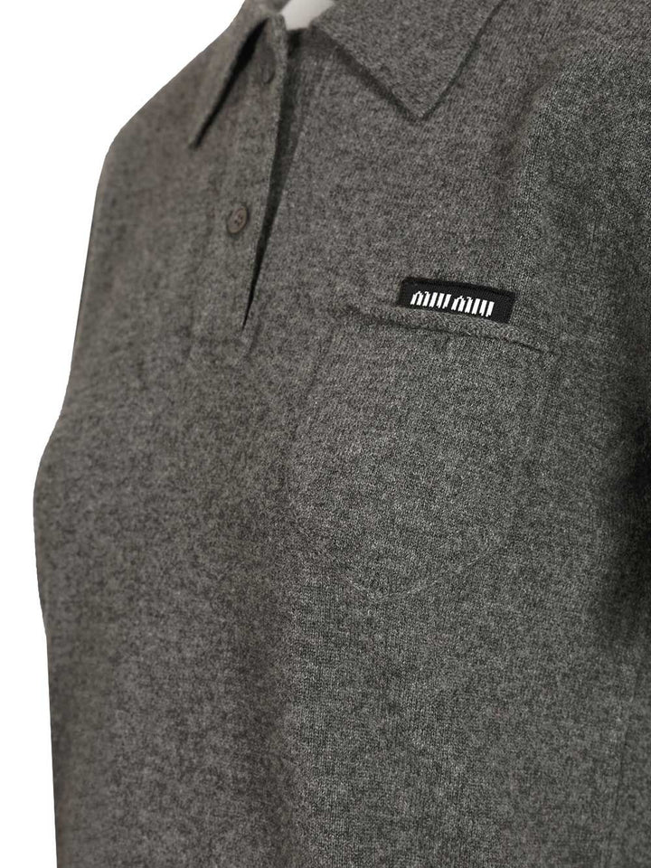 Miu Miu Cashmere Polo shirt - Grey | 0747807d6e55616d4f3f423bccd0508c0257a4e9