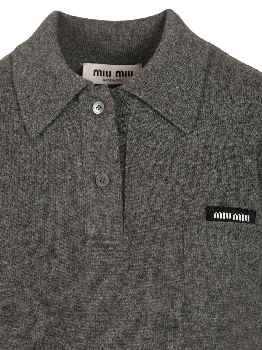 Miu Miu Cashmere Polo shirt - Grey | fb144b682e584e4d9ba000cba5a5b01fd5a8f210