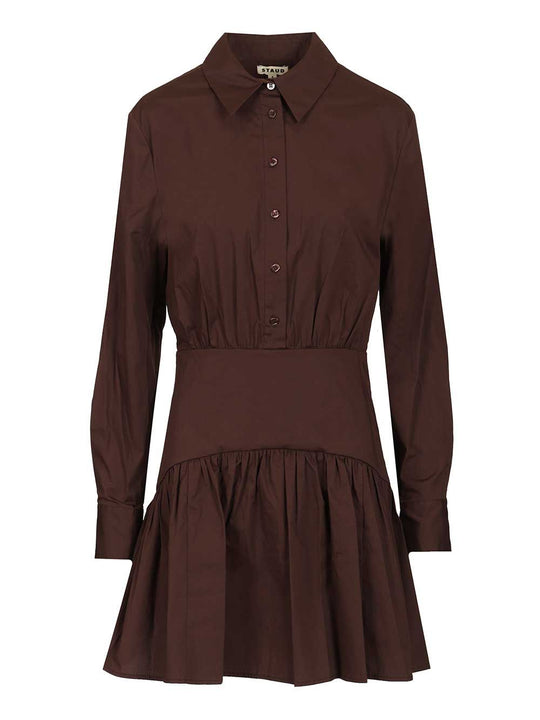 Rocco Cotton Popeline Mini Dress Dresses Brown