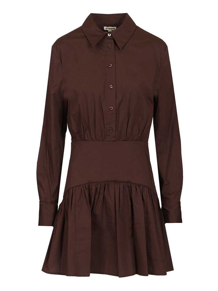 Staud Rocco Cotton Popeline Mini Dress Dresses - Brown | 9e1d00638769e5f1065a041a3b9b91c3369cb961