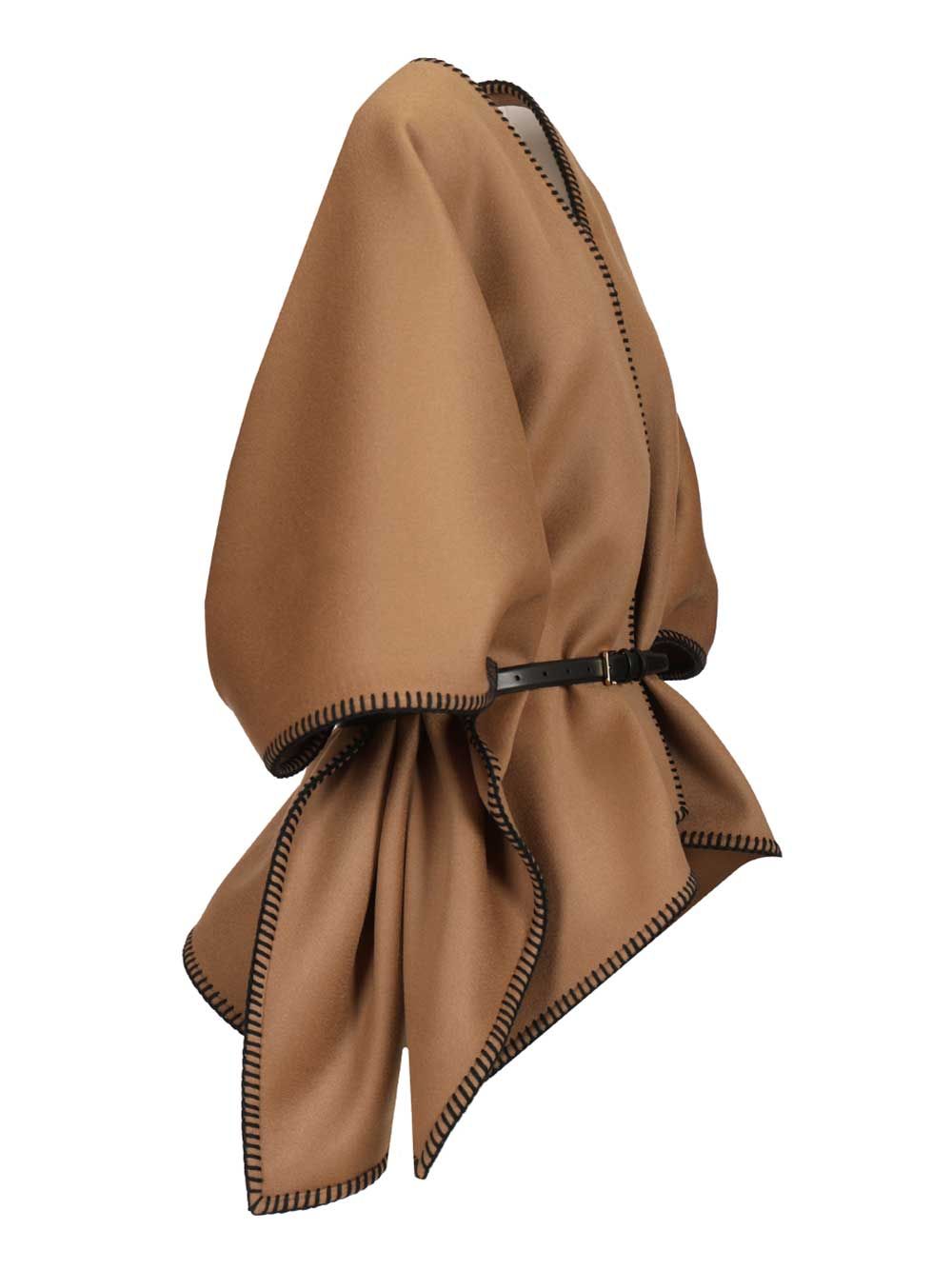 Max Mara Wool And Cashmere Cape Coats - Brown | 3b647b9b6c5a62511d1bedf20265c345bcfdc51f
