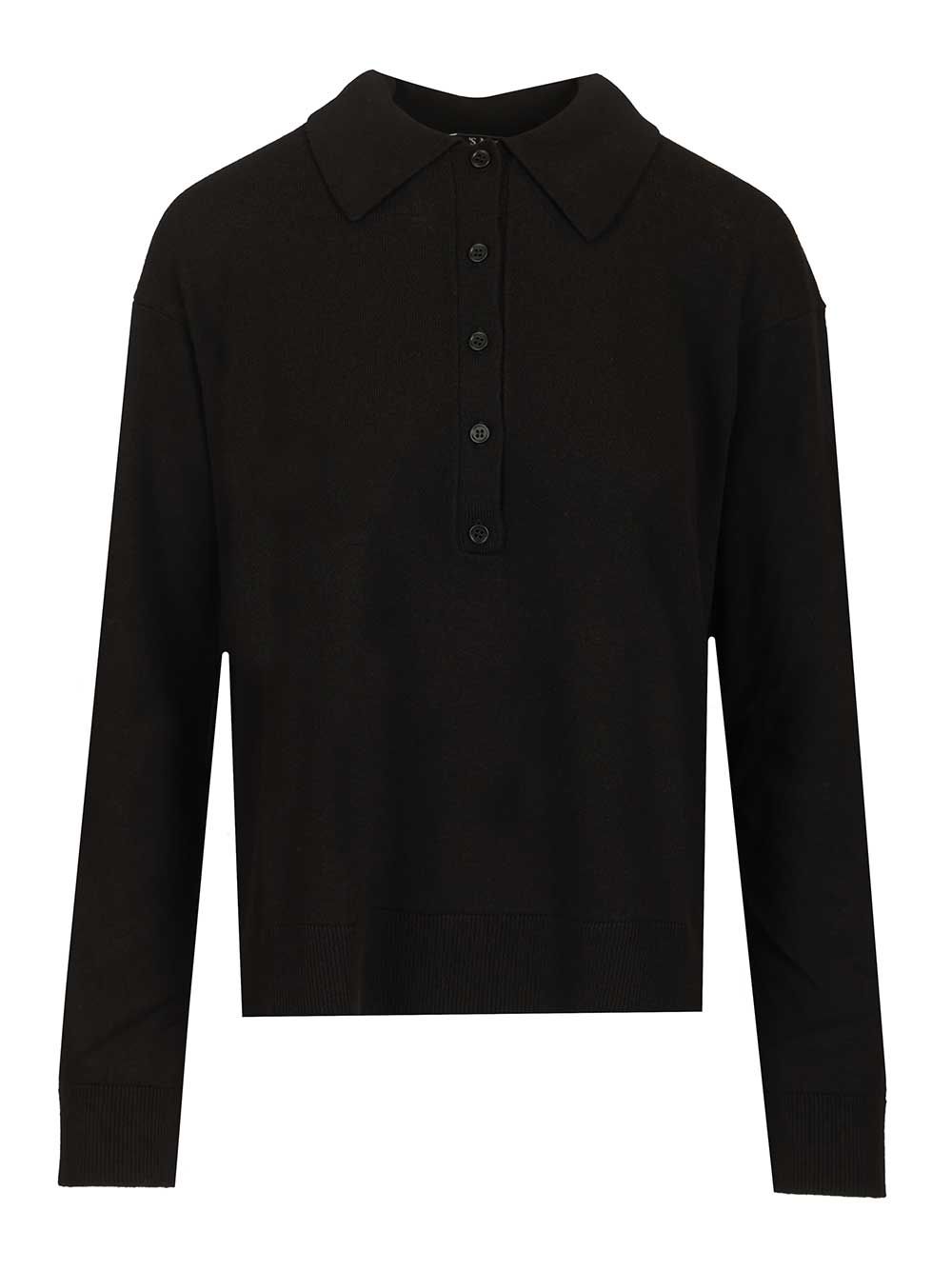 'S Max Mara Frisia Wool Polo Shirt Knitwear - Black | da02827a670afe1a66d48a7093baac6c845a4639
