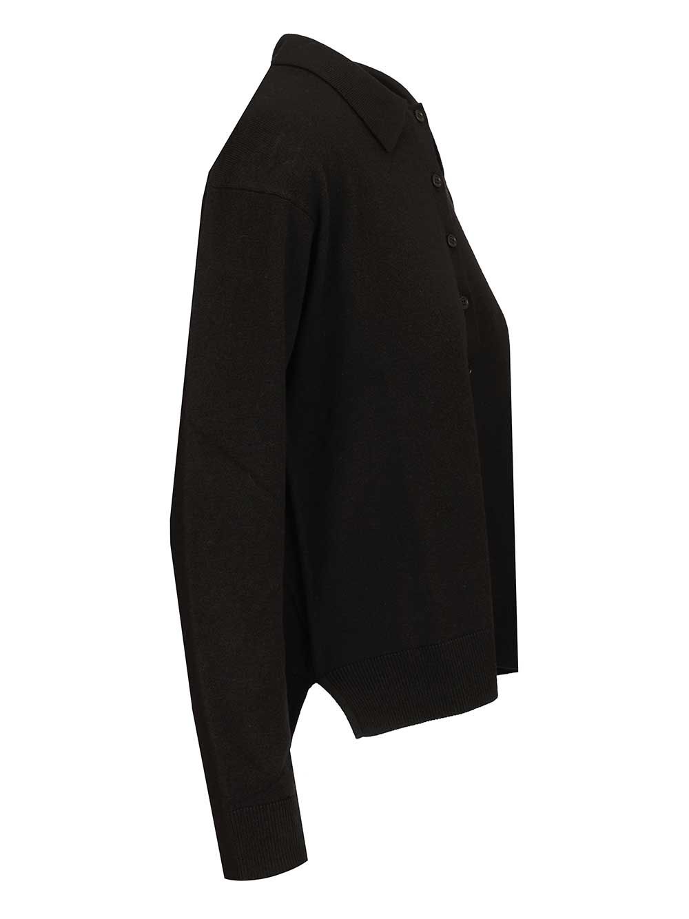 'S Max Mara Frisia Wool Polo Shirt Knitwear - Black | 722c179fb0bba004e4744a572a32802fc0522398