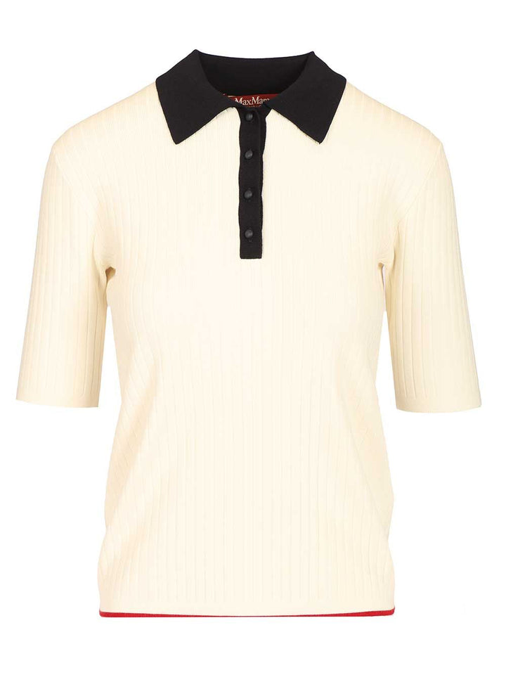 Max Mara Studio Stretch Viscose Polo shirt - White | b9342f0e475a3bb4211e635702582dafe2778746