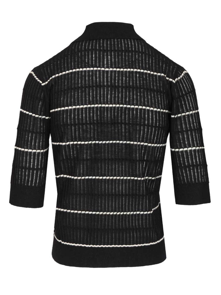 Max Mara Studio Sweater In Wool And Silk Yarn Polo shirt - Blue | 8ac7d5b6190fcbce0d11eef3a3c3885662fa9bc1