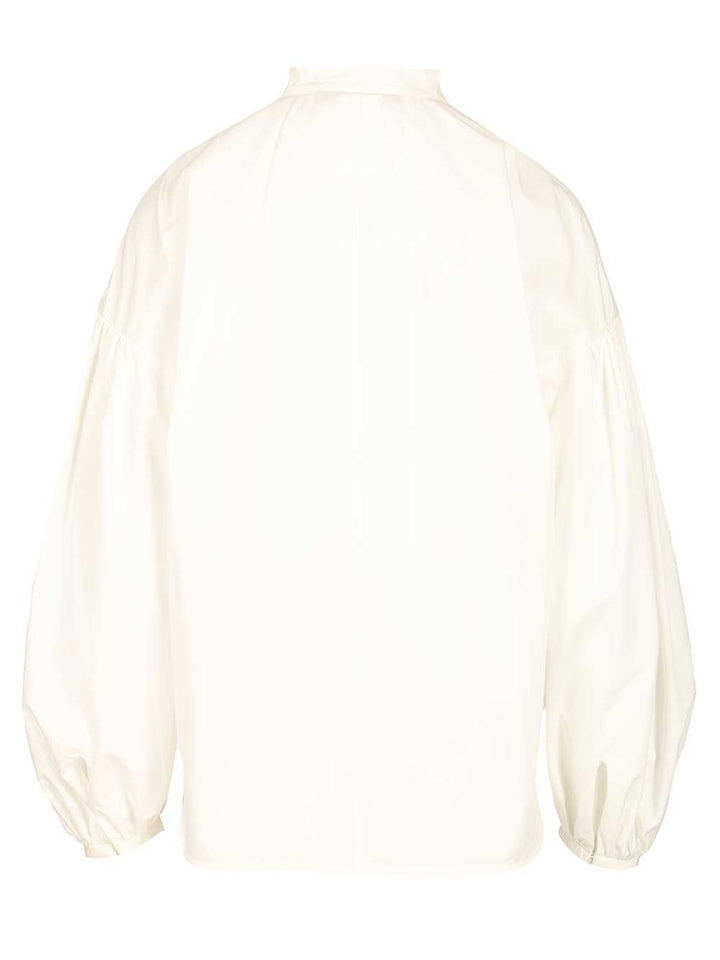 Max Mara Studio Cotton Satin Blouse Shirts - White | 2b21be9f804223ae14276323f1fce0b53e63e35b