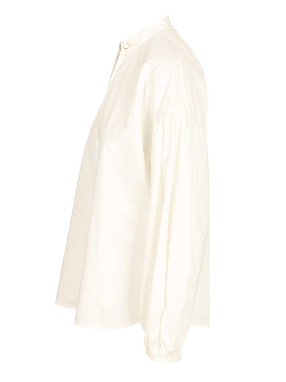 Max Mara Studio Cotton Satin Blouse Shirts - White | cdd41f372c2f2ee4adbfb829217571dbb43c72ab