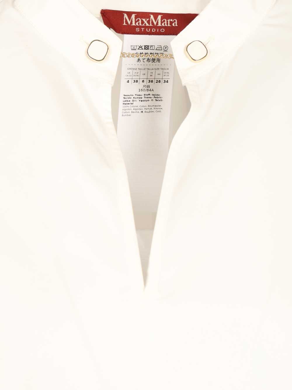 Max Mara Studio Cotton Satin Blouse Shirts - White | c6068acb896dd7ed561085af380a69f1e8514c90