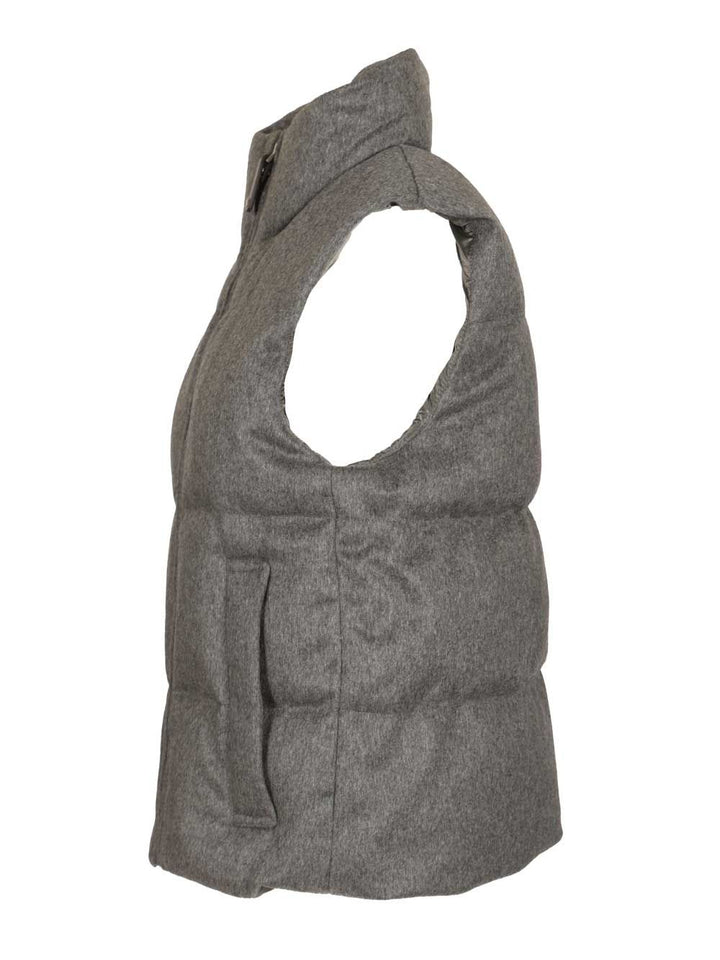 Max Mara The Cube Cashmere Padded Vest Coats - Grey | 7d8047586eb2575afb551ce698af63459c436d67