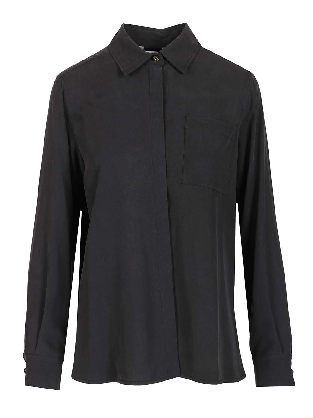 Max Mara Siamese Shirt In Washed Silk Shirts - Blue | ef50cc43a75159d92c0168eadeb8d09300927aae