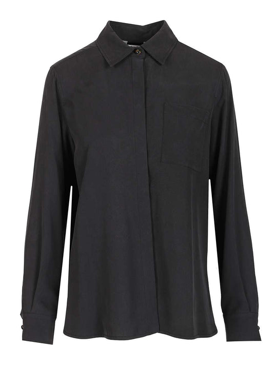 Siamese Shirt In Washed Silk Shirts Blue