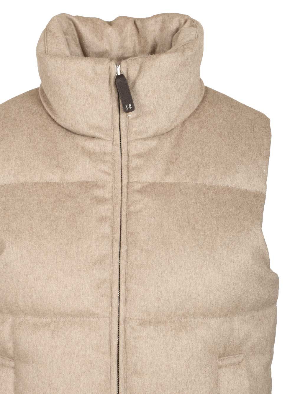 Max Mara The Cube Cashmere Padded Vest Coats - Beige | 607391611116b84c16cd55b8fea11ad4759fff20